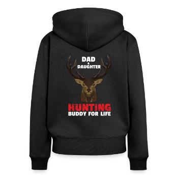 Papa & Tochter Jagd Buddy - Frauen Premium Bio Zip Hoodie - Schwarz - Hinten - Julia (174cm)