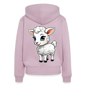 Mignon petit agneau - Sweat à capuche zippé Premium bio Femme - rose poudré - Dos - Julia (174cm)