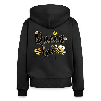 Bienenkönigin - Frauen Premium Bio Zip Hoodie - Schwarz - Hinten - Julia (174cm)