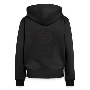 Monkey Nerd - Women's Premium Organic Zip Hoodie - black - Back - Julia (174cm)