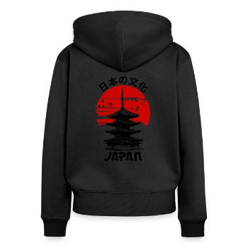 Japan Tower Red Sun - Women's Premium Organic Zip Hoodie - black - Back - Julia (174cm)