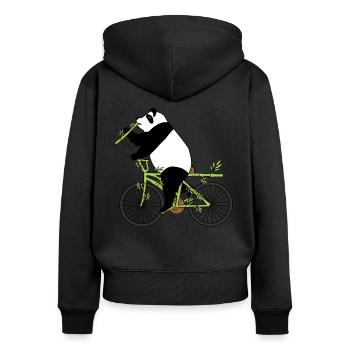 Cyclisme Vélo Panda Bambo Vélo - Sweat à capuche zippé Premium bio Femme - noir - Dos - Julia (174cm)