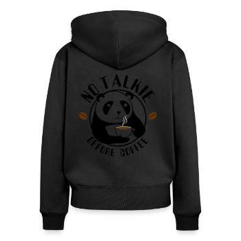No talkie before coffee espresso morning - Women's Premium Organic Zip Hoodie - black - Back - Julia (174cm)