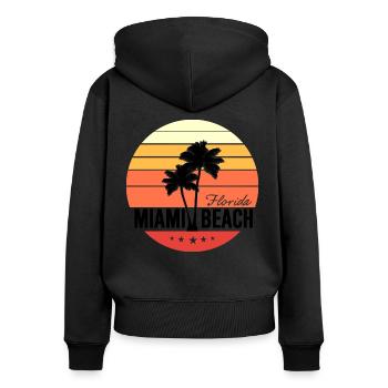 Miami Beach - Sweat à capuche zippé Premium bio Femme - noir - Dos - Julia (174cm)