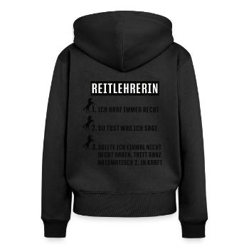 Reitlehrerin Reiter Reitsport Reiterin Pferdehof - Frauen Premium Bio Zip Hoodie - Schwarz - Hinten - Julia (174cm)