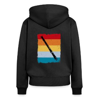 Flûte à bec rétro - Sweat à capuche zippé Premium bio Femme - noir - Dos - Julia (174cm)