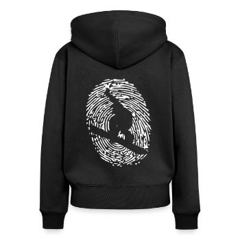 Snowboarding sport d'hiver d'empreintes digitales - Sweat à capuche zippé Premium bio Femme - noir - Dos - Julia (174cm)