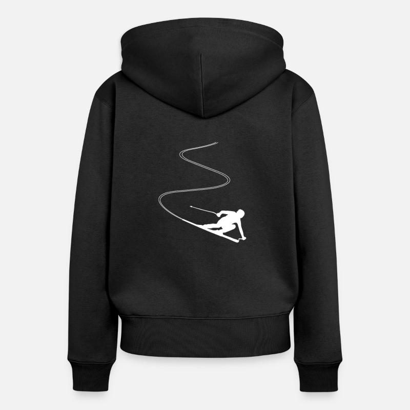 Sciatore sci sport invernale - Felpa con cappuccio con zip ecologica premium da donna - nero