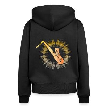 Saxophone Saxophone player - Women's Premium Organic Zip Hoodie - black - Back - Julia (174cm)