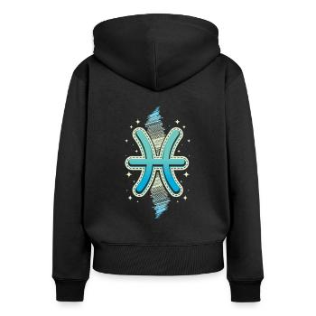 Sternzeichen Fisch - Frauen Premium Bio Zip Hoodie - Schwarz - Hinten - Julia (174cm)