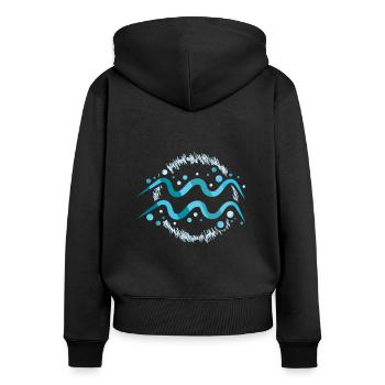 Sternzeichen Wassermann - Frauen Premium Bio Zip Hoodie - Schwarz - Hinten - Julia (174cm)