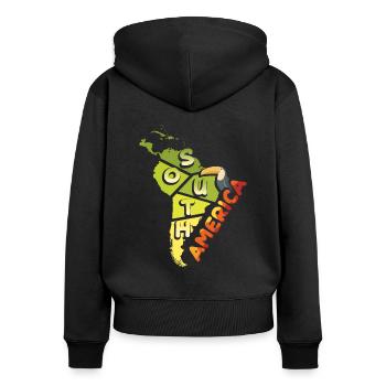 Amérique du Sud - Sweat à capuche zippé Premium bio Femme - noir - Dos - Julia (174cm)