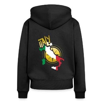 Italy - Women's Premium Organic Zip Hoodie - black - Back - Julia (174cm)