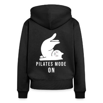 Pilates mode on - Women's Premium Organic Zip Hoodie - black - Back - Julia (174cm)
