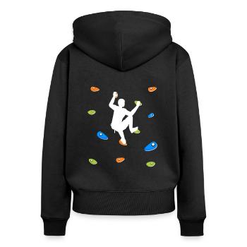 Klettern an der Wand - Frauen Premium Bio Zip Hoodie - Schwarz - Hinten - Julia (174cm)
