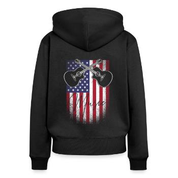 Musique country américaine - Sweat à capuche zippé Premium bio Femme - noir - Dos - Julia (174cm)