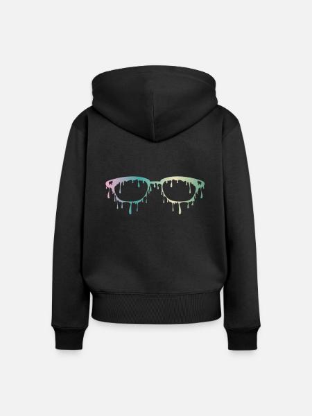 Coole Brille - Frauen Premium Bio Zip Hoodie - Schwarz