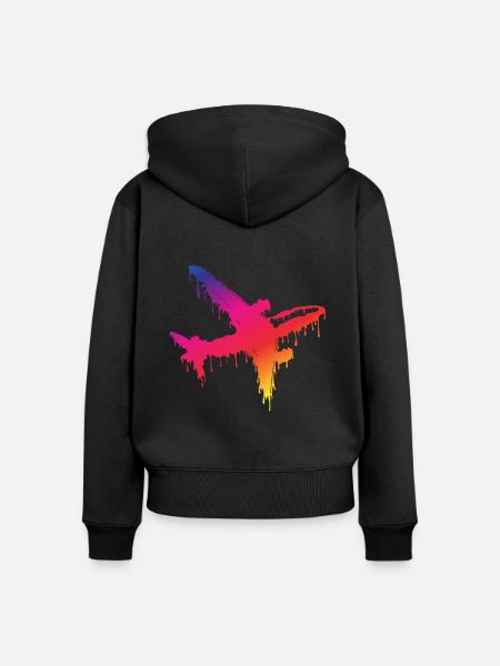 Flugzeug - Frauen Premium Bio Zip Hoodie - Schwarz