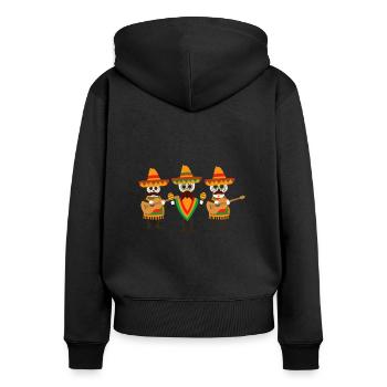 Mexikanische Amigos - Frauen Premium Bio Zip Hoodie - Schwarz - Hinten - Julia (174cm)