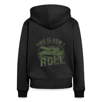 Je suis un tank - Sweat à capuche zippé Premium bio Femme - noir - Dos - Julia (174cm)