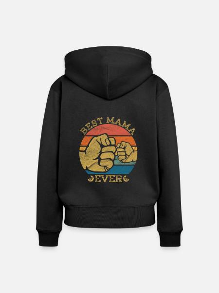 Beste Mama - Frauen Premium Bio Zip Hoodie - Schwarz