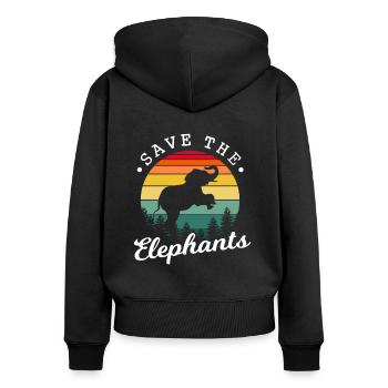 Rettet die Elefanten - Frauen Premium Bio Zip Hoodie - Schwarz - Hinten - Julia (174cm)