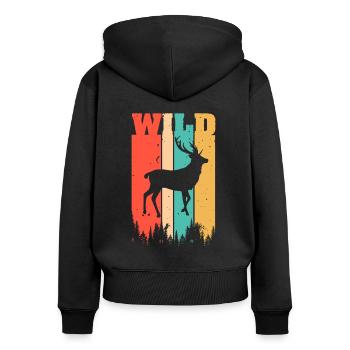 Wild deer - Women's Premium Organic Zip Hoodie - black - Back - Julia (174cm)