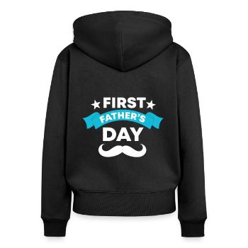 Erster Vatertag - Frauen Premium Bio Zip Hoodie - Schwarz - Hinten - Julia (174cm)