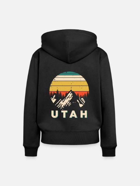 Utah - Frauen Premium Bio Zip Hoodie - Schwarz