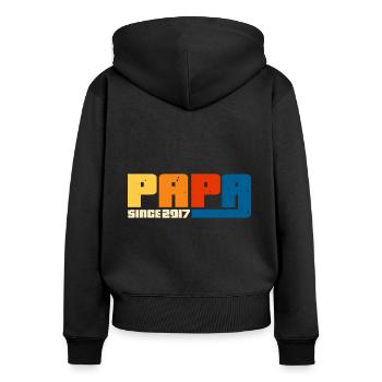 Papa depuis 2017 - Sweat à capuche zippé Premium bio Femme - noir - Dos - Julia (174cm)