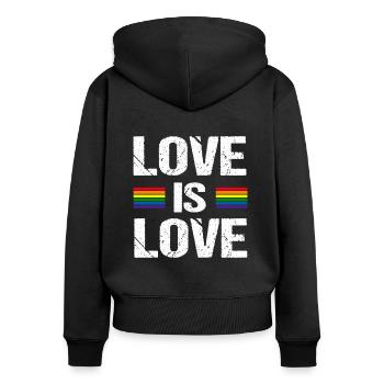 Liebe ist Liebe - Frauen Premium Bio Zip Hoodie - Schwarz - Hinten - Julia (174cm)