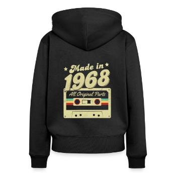 Made in 1968 - Frauen Premium Bio Zip Hoodie - Schwarz - Hinten - Julia (174cm)