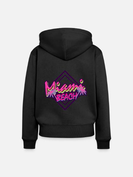 Miami Beach - Frauen Premium Bio Zip Hoodie - Schwarz