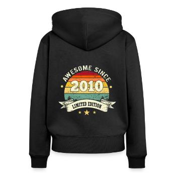 Awesome Since 2010 - Women's Premium Organic Zip Hoodie - black - Back - Julia (174cm)