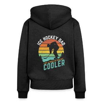Ice Hockey Dad - Frauen Premium Bio Zip Hoodie - Schwarz - Hinten - Julia (174cm)