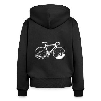 Vélo gravel - Sweat à capuche zippé Premium bio Femme - noir - Dos - Julia (174cm)