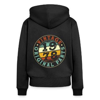 Vintage 1978 Parts - Frauen Premium Bio Zip Hoodie - Schwarz - Hinten - Julia (174cm)