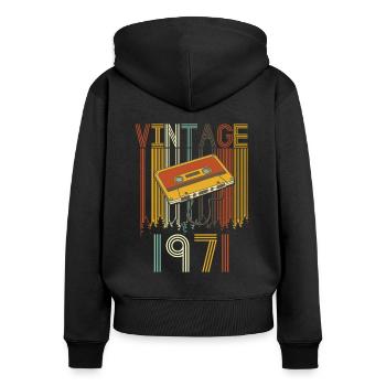 Vintage 1971 Retro - Frauen Premium Bio Zip Hoodie - Schwarz - Hinten - Julia (174cm)