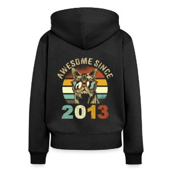 Awesome Since 2013 - Women's Premium Organic Zip Hoodie - black - Back - Julia (174cm)