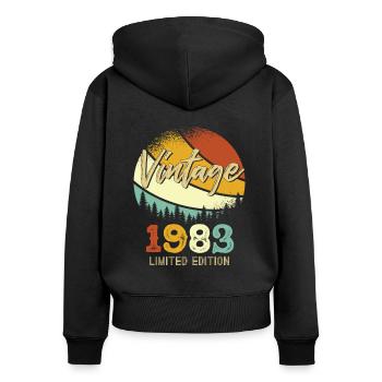 Vintage 1983 Limited - Women's Premium Organic Zip Hoodie - black - Back - Julia (174cm)