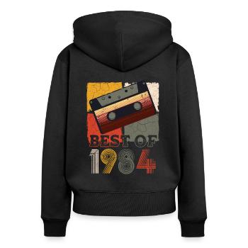 Best of 1984 - Frauen Premium Bio Zip Hoodie - Schwarz - Hinten - Julia (174cm)