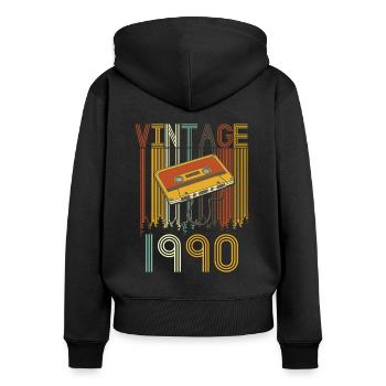 Vintage 1990 Retro - Frauen Premium Bio Zip Hoodie - Schwarz - Hinten - Julia (174cm)