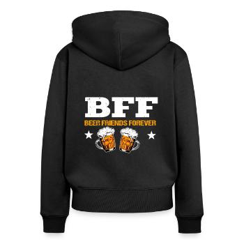 Beer Friends Forever - Frauen Premium Bio Zip Hoodie - Schwarz - Hinten - Julia (174cm)
