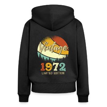 Vintage 1972 Limited - Frauen Premium Bio Zip Hoodie - Schwarz - Hinten - Julia (174cm)