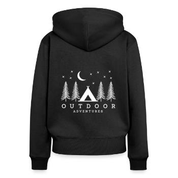Outdoor Adventures - Frauen Premium Bio Zip Hoodie - Schwarz - Hinten - Julia (174cm)