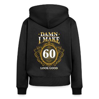 Look good 60 - Women's Premium Organic Zip Hoodie - black - Back - Julia (174cm)