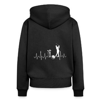 Golf heartbeat - Women's Premium Organic Zip Hoodie - black - Back - Julia (174cm)