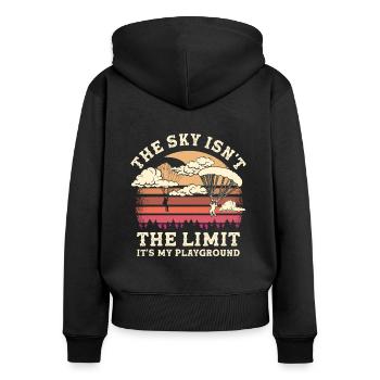 Paragliding Sky Limit - Frauen Premium Bio Zip Hoodie - Schwarz - Hinten - Julia (174cm)