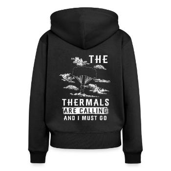 Appel thermique de parapente - Sweat à capuche zippé Premium bio Femme - noir - Dos - Julia (174cm)