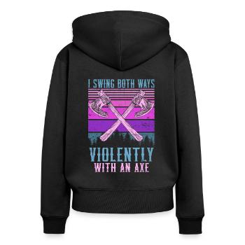 Balancer violemment dans les deux sens avec une hache - Sweat à capuche zippé Premium bio Femme - noir - Dos - Julia (174cm)
